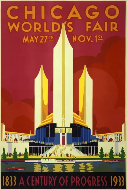 1933 Chicago World's Fair Vintage Style Travel Poster - 11x17 Century of Progres