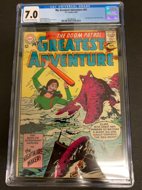 My Greatest Adventure #81 * Cgc 7.0 * (1963)  2Nd Doom Patrol!  Pristine Case!