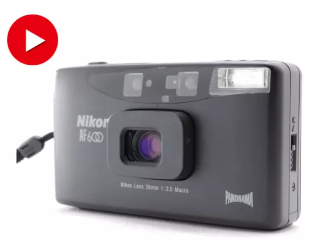 Video [ MINT ] Nikon AF600 Panorama Black Point & Shoot 35mm Film Camera Japan