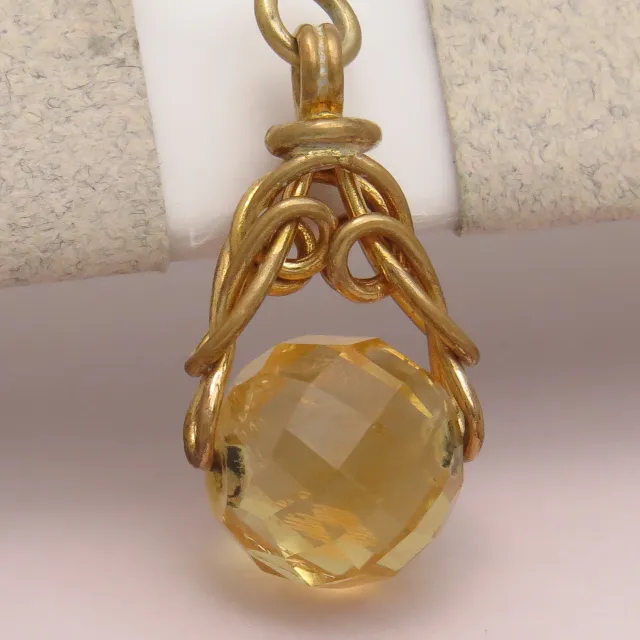 Antique Victorian Natural Citrine Spinner Gold Filled Watch Fob Charm Pendant