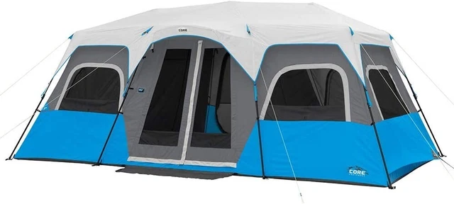 CORE 12 Person Instant Cabin Tent with LED Lights | Lighted Pop Up Camping Te...