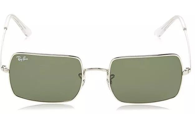 Ray-Ban Rectangle Sunglasses RB1969 Silver W/ G-15 Green