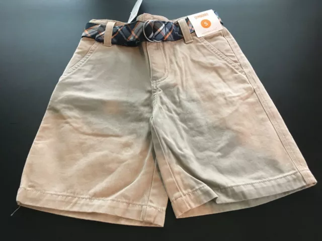 NEW Gymboree Boys 5 Khaki Brown Tan Shorts with Navy Blue Orange Plaid Belt