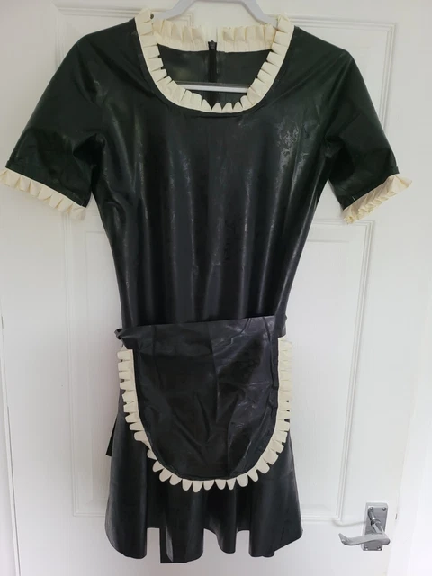 NEW LATEX RUBBER Maid Dress Uniform with Apron Sissy waitress Servant ...