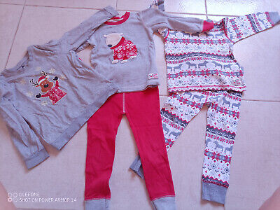 NEXT bambino bambina 2-3 anni pacchetto pigiama aderente set top maniche lunghe Natale