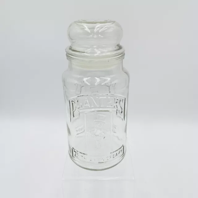 Vintage Planters Peanuts Clear Glass Jar w/ Lid 75th Anniversary Mr. Peanut