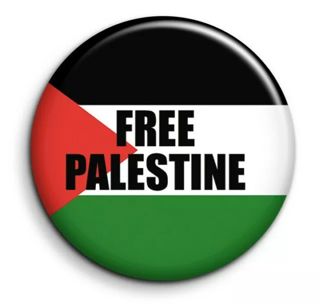 Free Palestine 2 Drapeau Tricolore Noir Rouge Vert Badge 38mm Button Pin