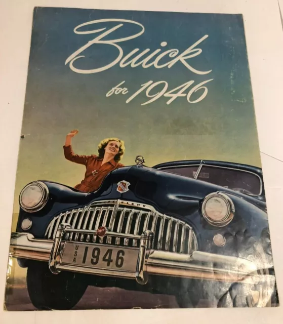 1946 Buick Original Fold Out 8 Page Sales Color Dealer Brochure - slight damage