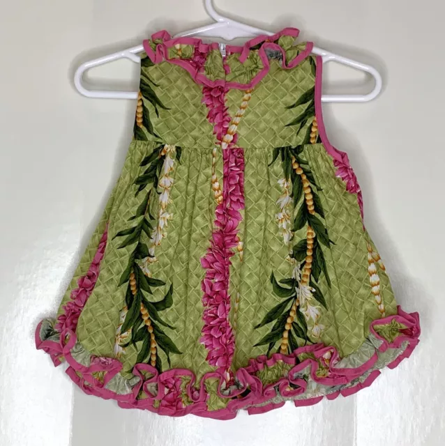 RJC HAWAII HAWAIIAN Dress baby 12 months Green Pink Tropical Ruffled ...