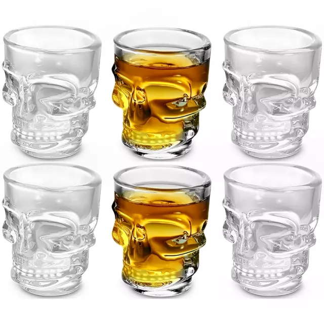 Skull Head Shot Glass Cup Crystal Clear Skull Whisky Vodka shot glasses 8 packs