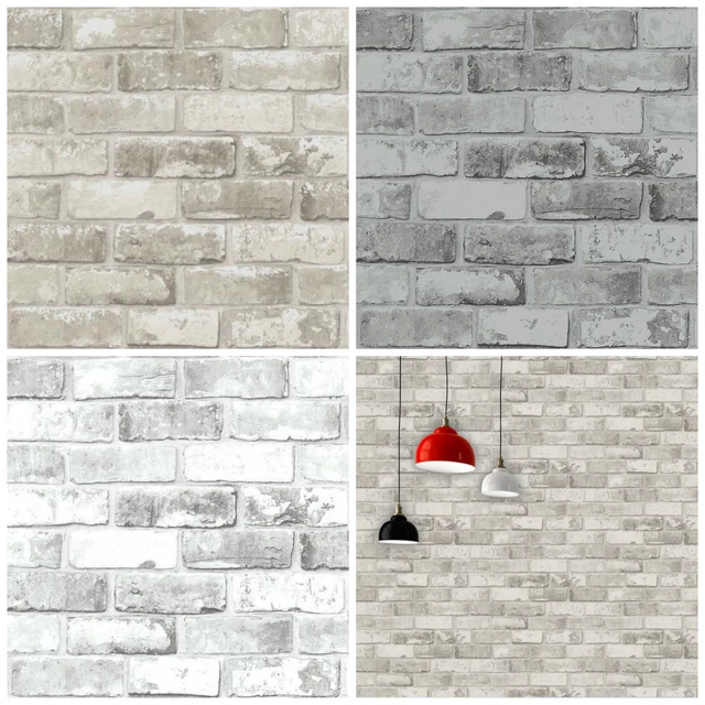 BRICK EFFECT WALLPAPER Slate 3D Weathered Stone Realistic Paste The