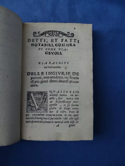 Guicciardini-Detti Et Fatti Piacevoli Et Gravi Di Diversi Principi..venezia 1566