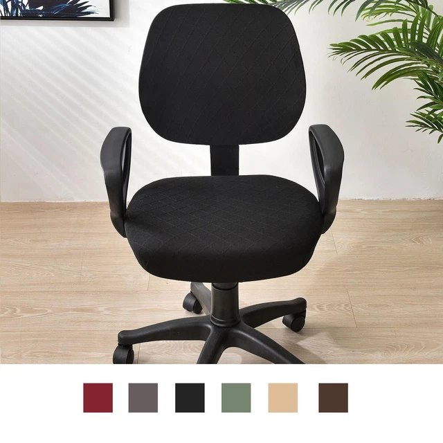 Housse de Fauteuil Rotatif Amovible Extensible pour Chaise d'Ordinateur de Bureau, Protecteur de Housse Taille g (Noir