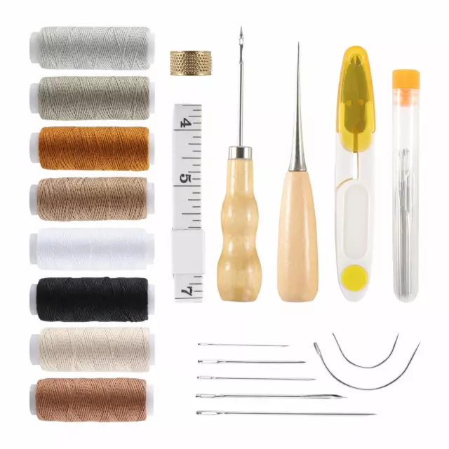 Leather Sewing Needles Stitching Awl Needle Set Thread Thimble