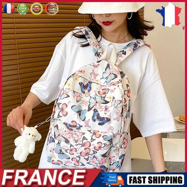 Fashion Backpack Butterfly Print Oxford Student Rucksack for Travel (Multicolore