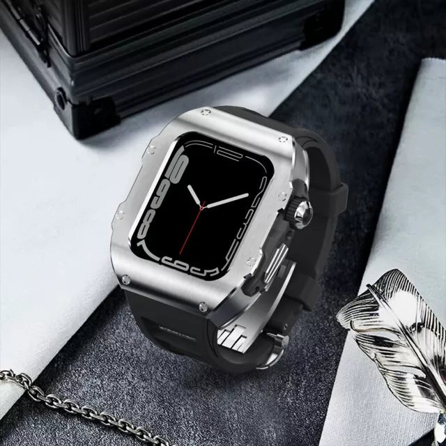 CUSTODIA IN ACCIAIO inox per Apple Watch cinturino in silicone ultra 49 mm 44 45 EUR 159 94 PicClick IT