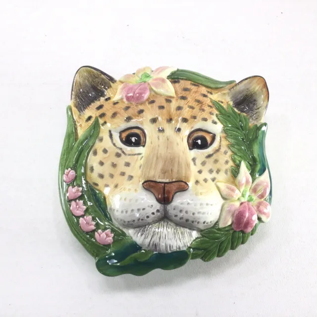 Fitz & Floyd Classics Serengeti Exotic Tiger Leopard Cat Covered Trinket Dish