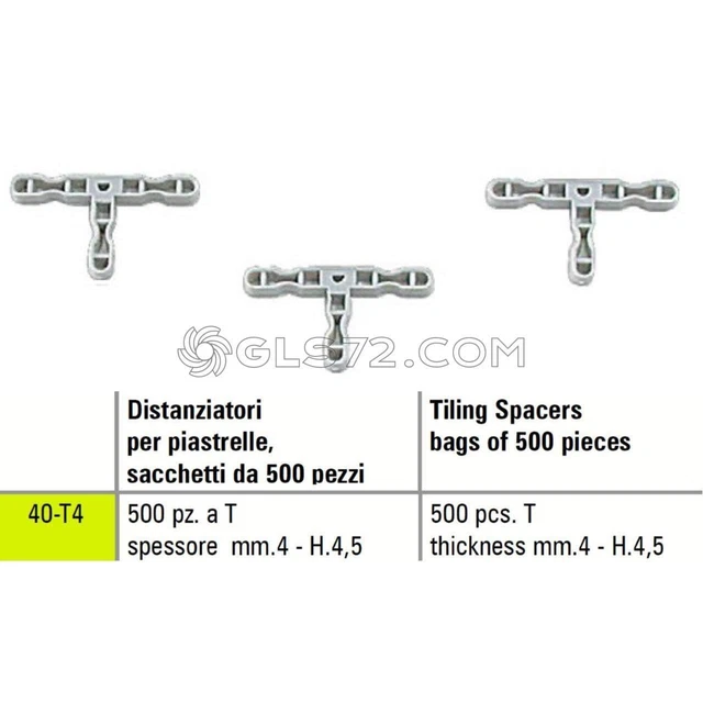 DISTANZIATORI A T PER PIASTRELLE SIGMA 40-T4 A SPESSORE  mm 4 - H. 4,5 500 PEZZI
