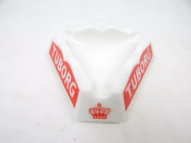 2H Tuborg Beer White Opalex Glass Ashtray French France Vintage