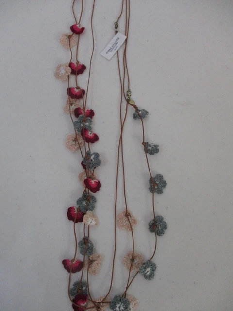 AEO American Eagle Outfitters Crochet Flower Necklace NWT 12.5 Set of 3