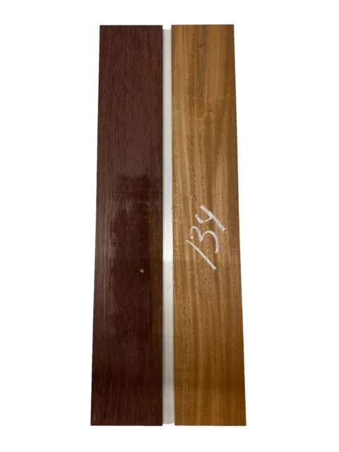 2 Pack, African mahogany + Purpleheart Thin Stock Lumber Board - 24"x4"x3/8"#134