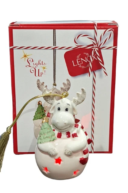 Lenox Color Changing Lit Moose Reindeer Christmas Ornament