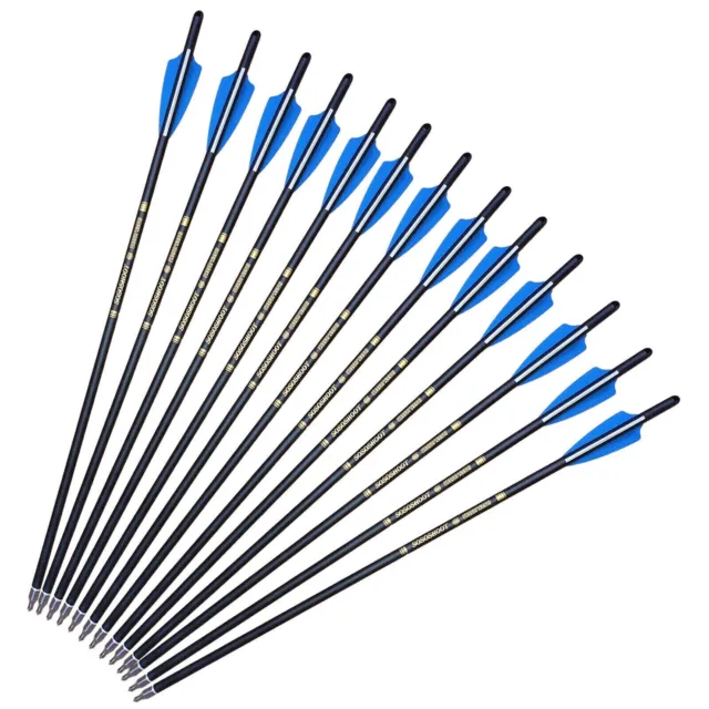 SALE 12Pcs 20" Crossbow Bolts Carbon Arrows Half Moon Nocks 8.8mm Shaft Shooting