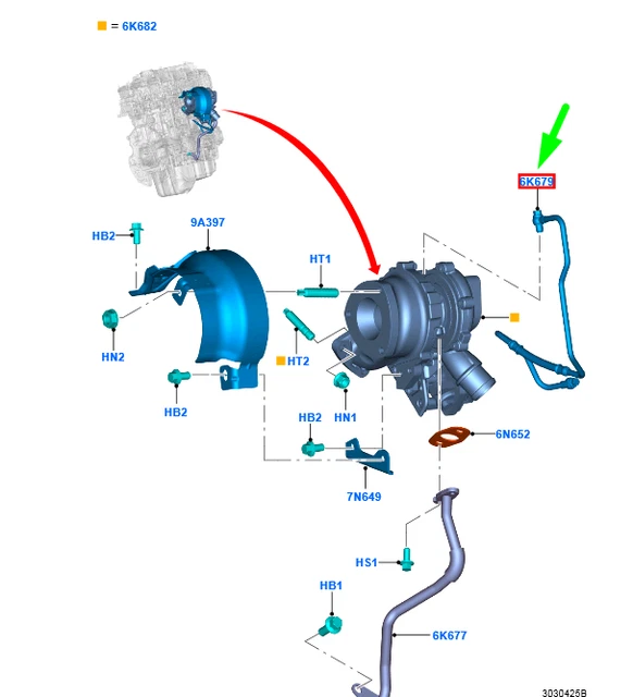 NEW FORD RANGER T6 Turbo Oil Feed Pipe Assy Fb3Q6K679Aa 1885724