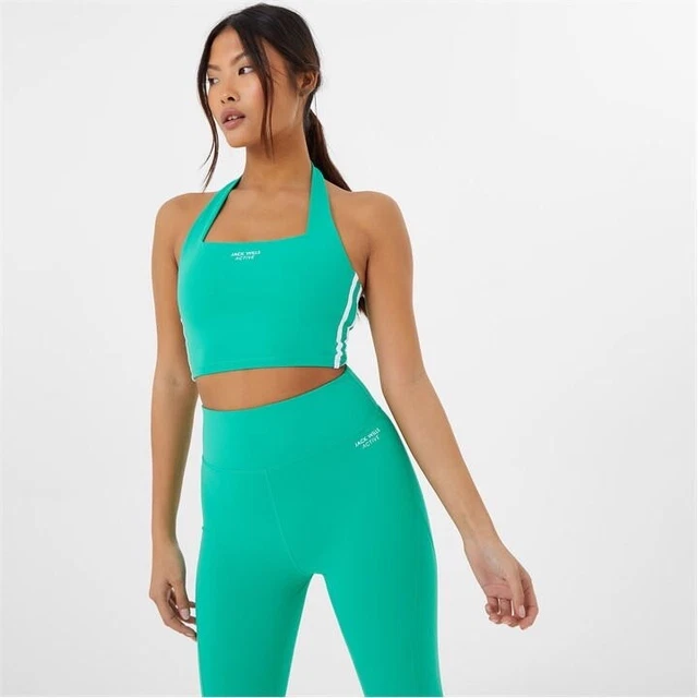Reggiseno sportivo Jack Wills donna supporto longline allenamento palestra crop top 10