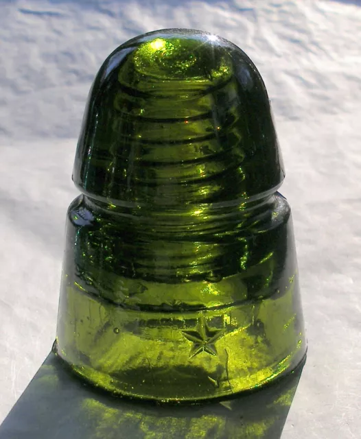 AWESOME Yellow Olive Green Star Beehive Style Glass Insulator
