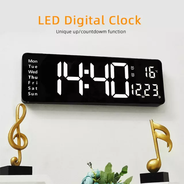 16" Large Remote Control Clock LED Digital Wall Clock Electronic USB Alarm Clock