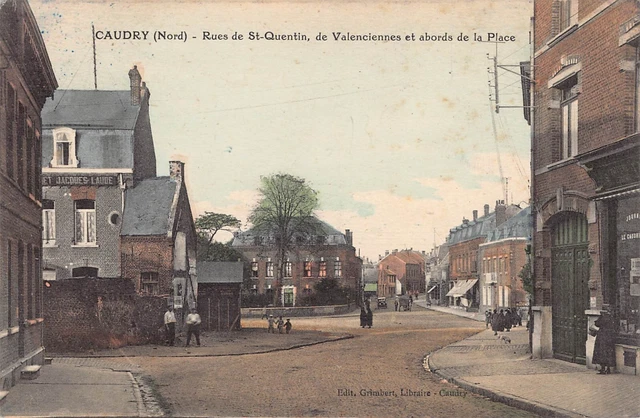 CPA Dept 59 Nord - Caudry rues de Saint Quentin et de Valenciennes ( Colorisée )