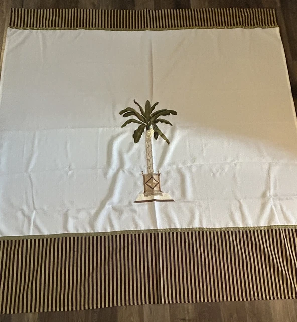Avanti Banana Palm Shower Curtain Palm Tree Brown Gold Stripes Tropical
