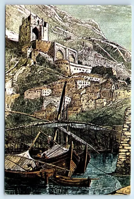 GIBRALTAR Moorish Castle from the Old Mole Artist 4x6 Postcard