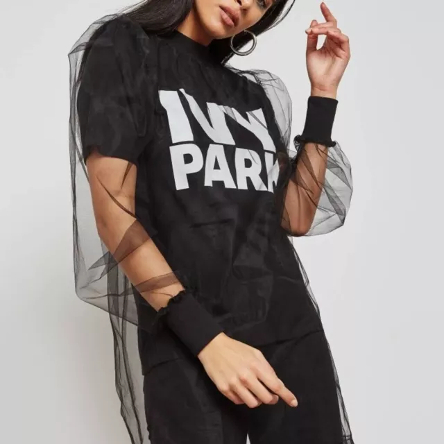 IVY PARK BY Beyonce Festival Mesh Lace Tulle T Shirt Dress Summer Top Black Rare 29.99 PicClick UK