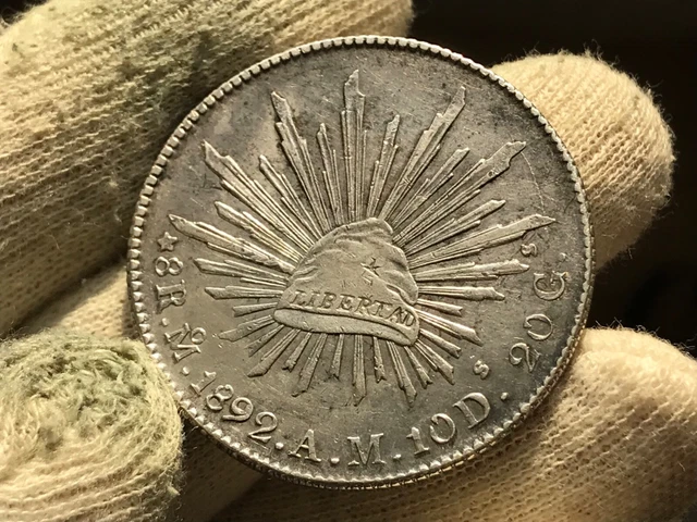 MEXICO 1892 MO AM 8 Reales AU scarcer KM 377.10 NICE