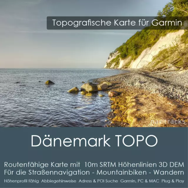 Dänemark Topo Karte Garmin 10m Höhenlinien DEM - 4 GB microSD Navi, PC & MAC