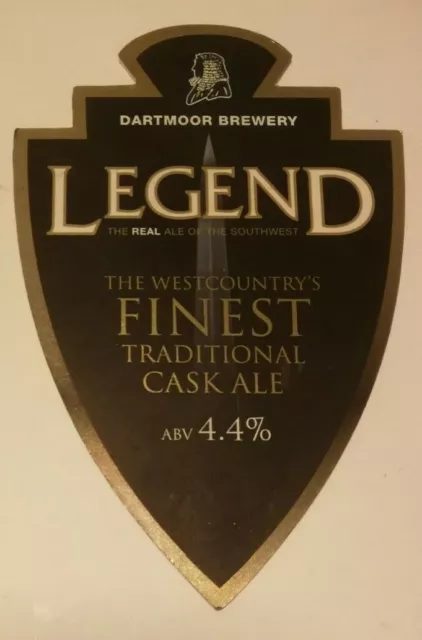 DARTMOOR brewery LEGEND pump clip cask real ale beer badge front