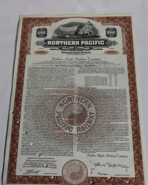 USA NORTHERN PACIFIC RAILWAY COMPANY bond/stock certificate $1000 Due Oct 1984