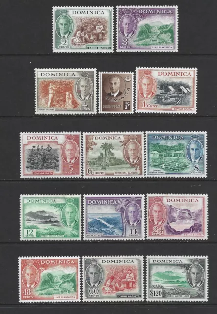 Dominica 1951 KGVI Definitives to $1.20 (14) - SG 120/123 - Mounted Mint