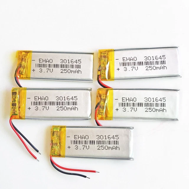 5 PCS 250MAH 301645 Lipo Rechargeable Battery 3.7V For Mp3