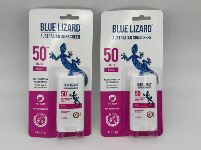 BLUE LIZARD SPF 50+ BABY AUSTRALIAN SUNSCREEN  Stick, 0.5OZ , 2 PACK, Exp 7/24