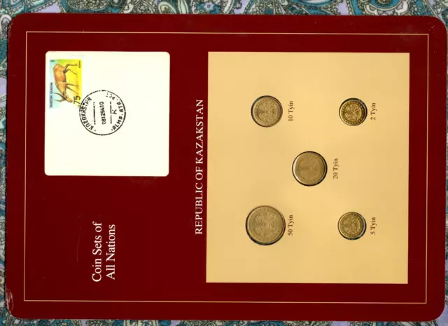Coin Sets of All Nations Kazakhstan  50, 20, 10, 5, 2 Tyin 1993 UNC