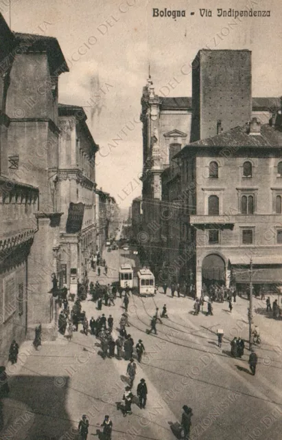 1931 BOLOGNA Via Indipendenza binari del Tram Cartolina animata