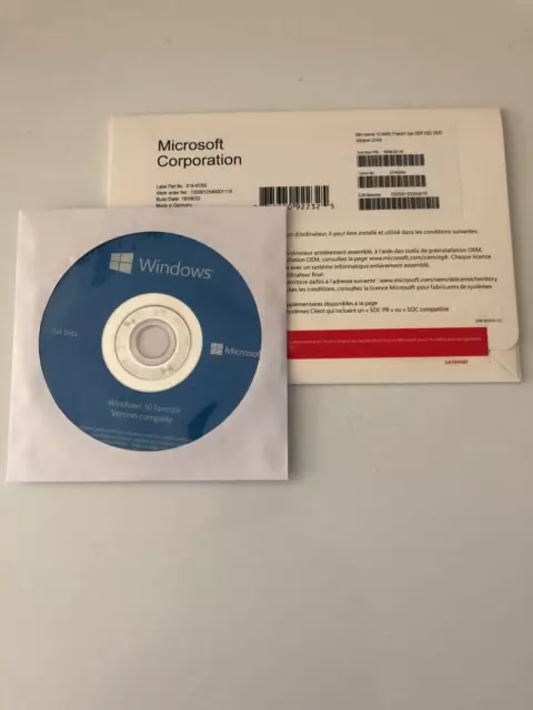 Windows 10 Famille Home DSP OEI 64 bits KW9-00145 key (pro et particulier) 21H2