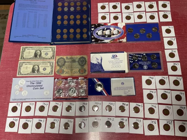 Estate Lot Sale Old US Coin Commemorative Proof Set Foreign Money Pennies Nickel