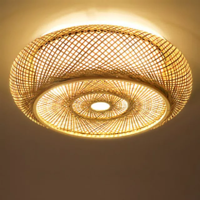 Retro Decken Leuchten Lampe Bambus Wohn Schlaf Ess Zimmer Beleuchtung Boho Style