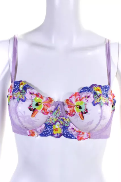 FLEUR DU MAL Womens Orchid Embroidery Balconette - Wisteria Size 32B ...
