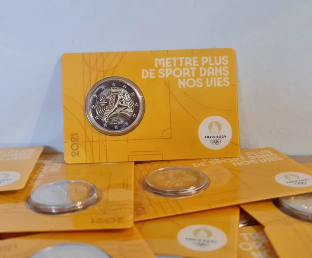 Coincard Bu 2 Euro Gedänk- Frankreich 2021 Jo Paris 2024 Olympic Gelb