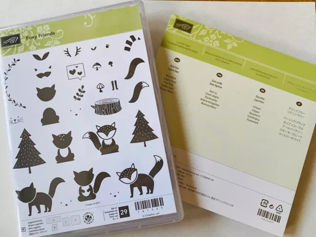 Stampin' Up FOXY FRIENDS 29pc Clear Stamp Set + A LITTLE FOXY 45pc 6x6 Paper Pad